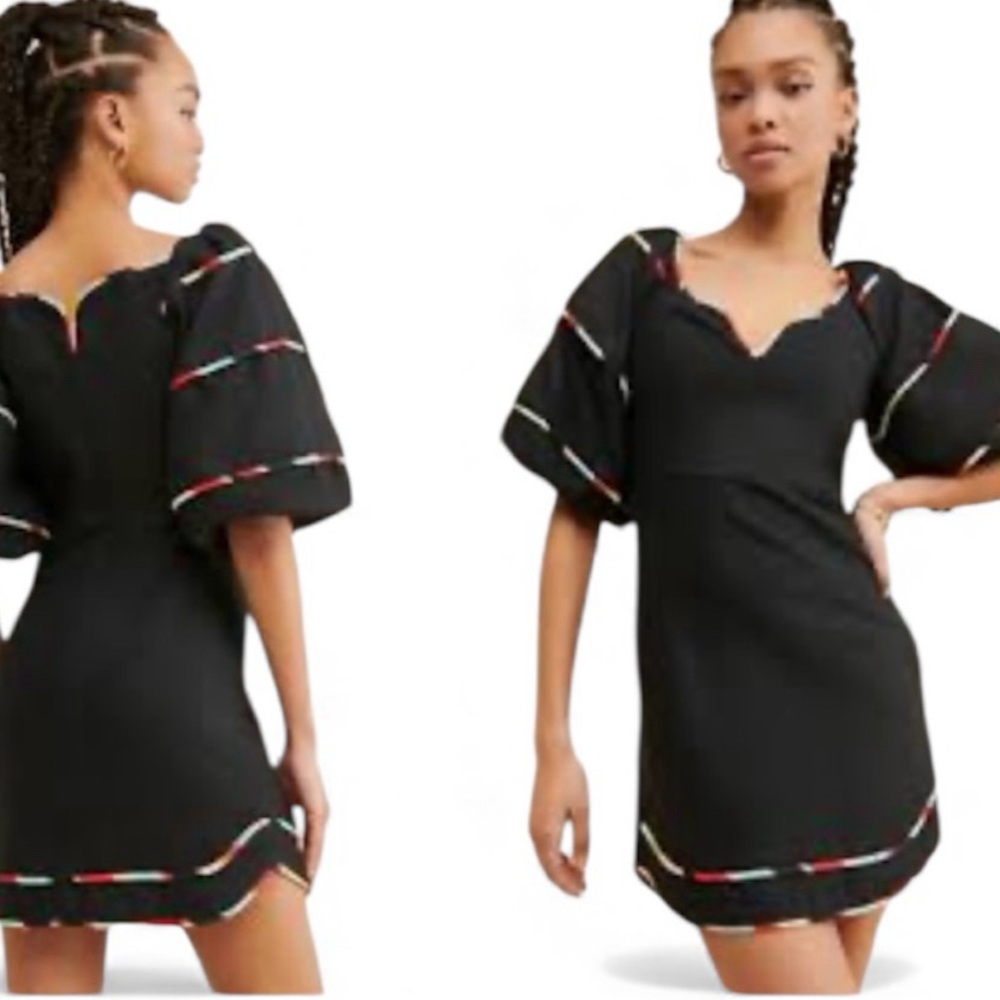 FARM Rio Black Colored Stripes Mini Dress Size Medium - Picture 3 of 13